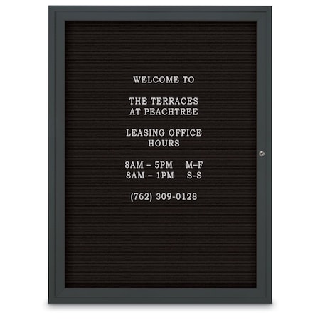 United Visual Products 60"x36" 2-Door Enclosed Outdoor Letterboard, Black Felt/Black UV1162D-BLACK-BLACK